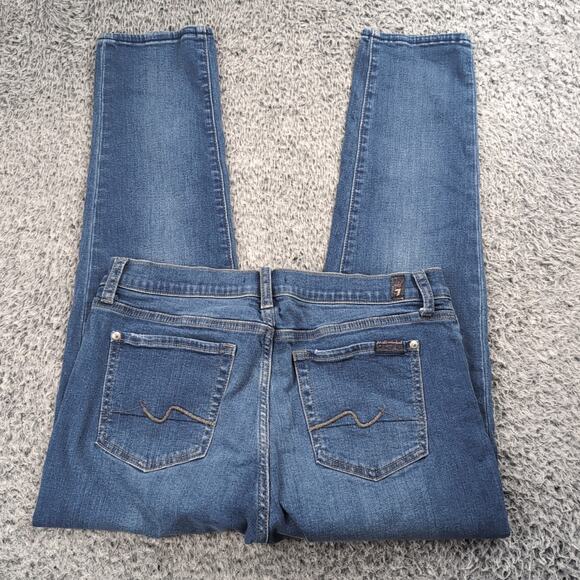 7 For All Mankind Jeans Women 29 Blue Josefina Denim Button Fly Stretch Casual - Picture 1 of 9